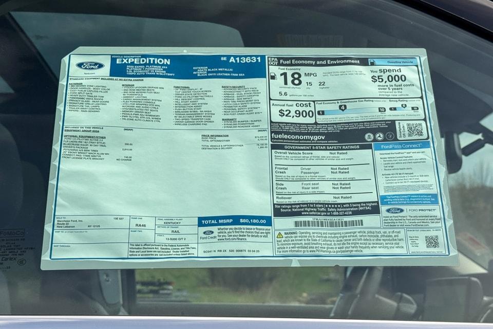 new 2025 Ford Expedition car, priced at $80,180