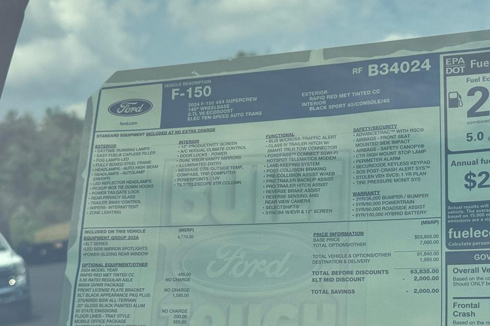 new 2024 Ford F-150 car, priced at $61,835