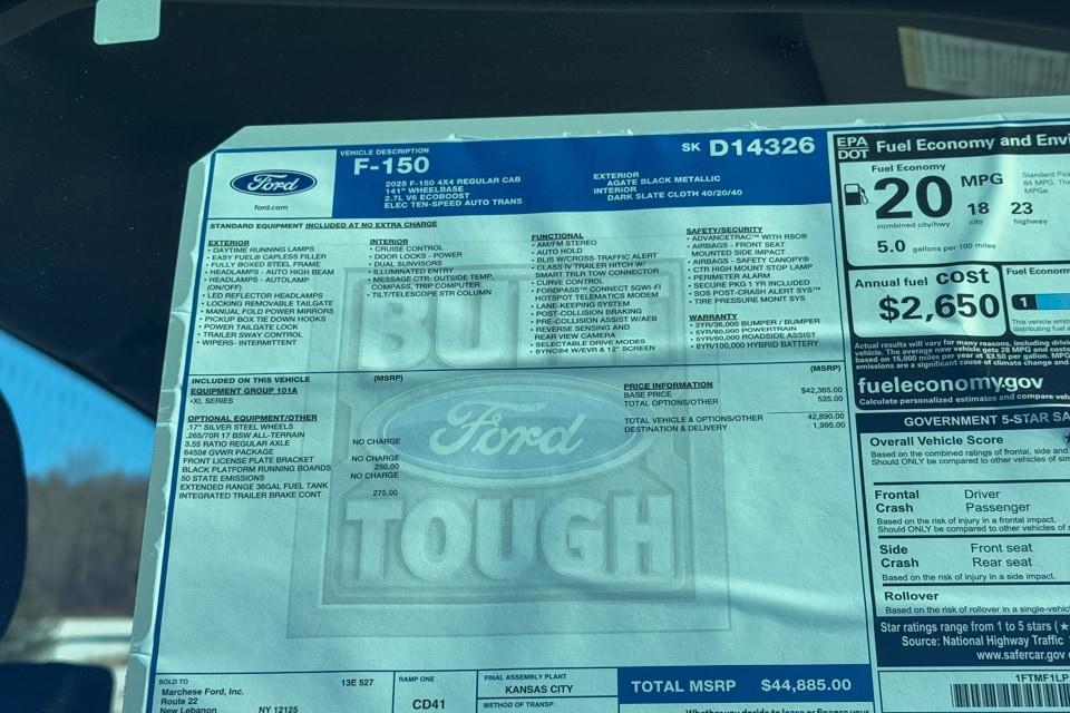 new 2025 Ford F-150 car, priced at $44,885