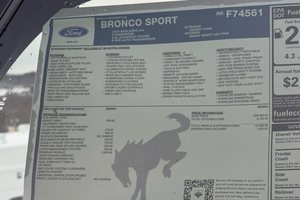 new 2024 Ford Bronco Sport car, priced at $46,090