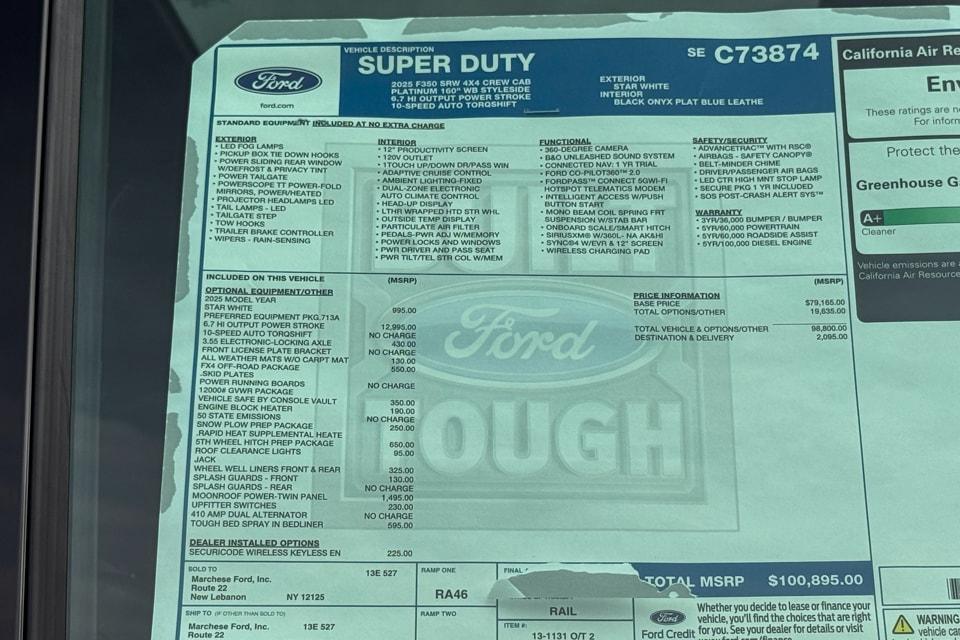 new 2025 Ford F-350 car, priced at $100,895