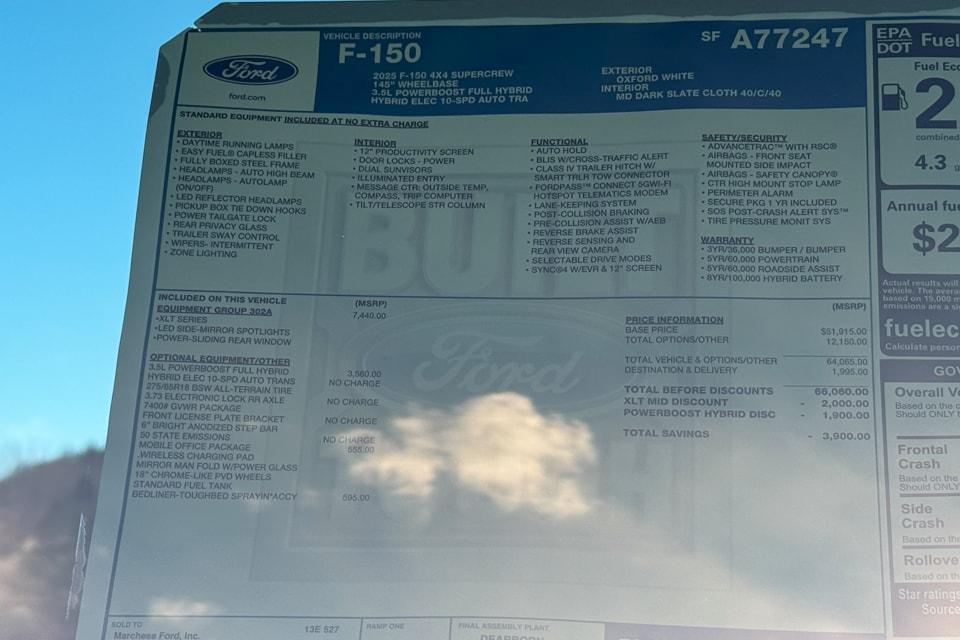 new 2025 Ford F-150 car, priced at $62,160