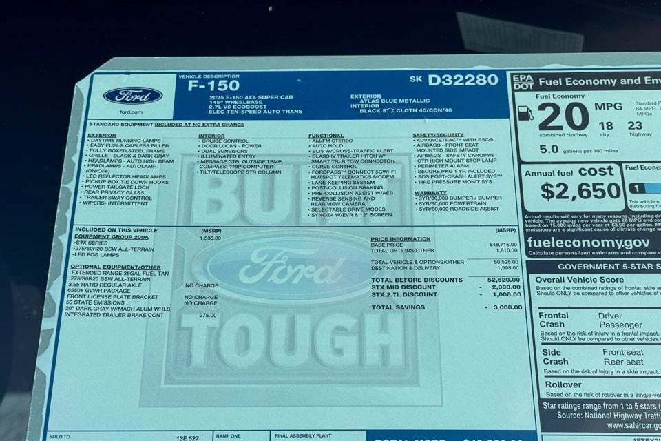 new 2025 Ford F-150 car, priced at $49,520