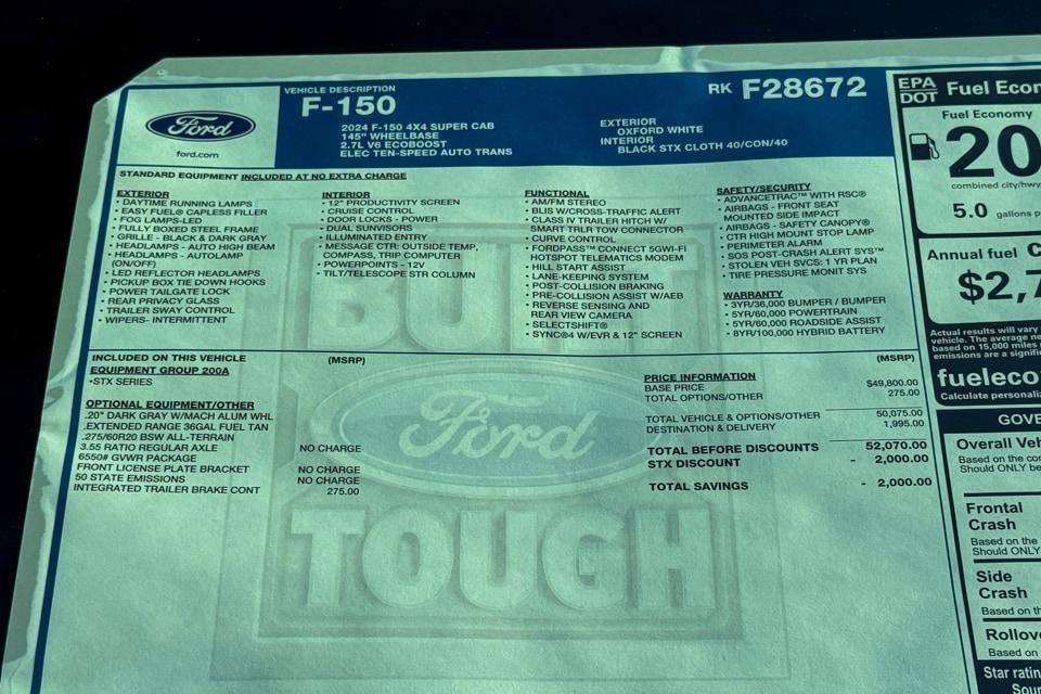 new 2024 Ford F-150 car, priced at $50,070