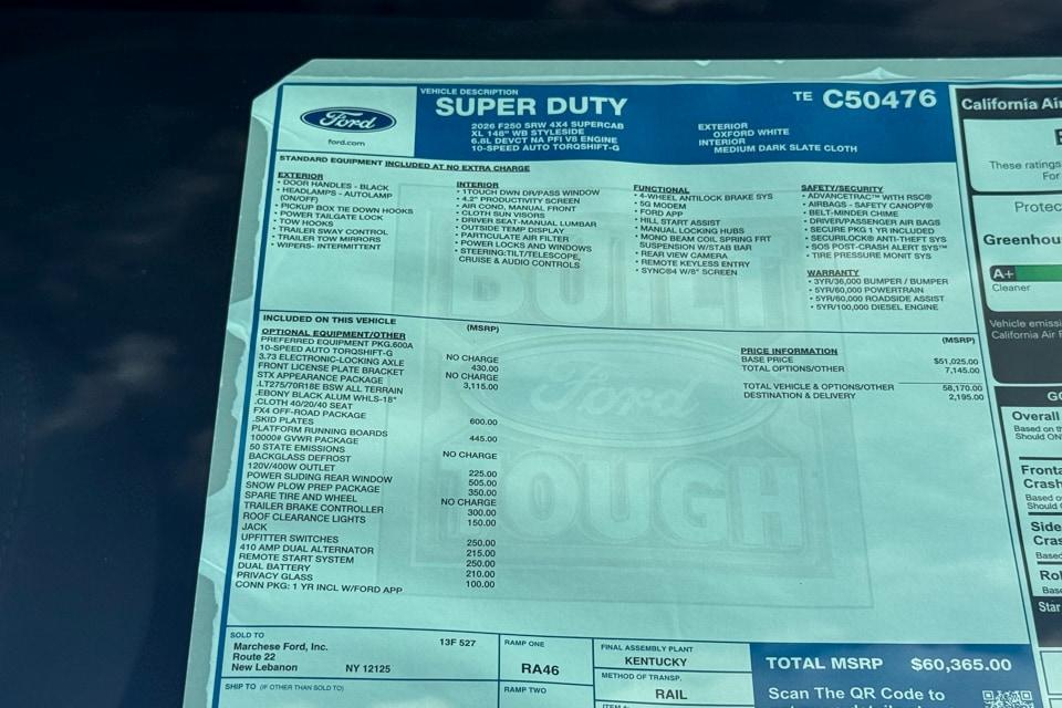 new 2026 Ford F-250 car, priced at $60,365