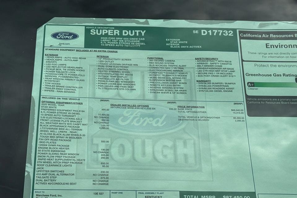new 2025 Ford F-350 car, priced at $87,450