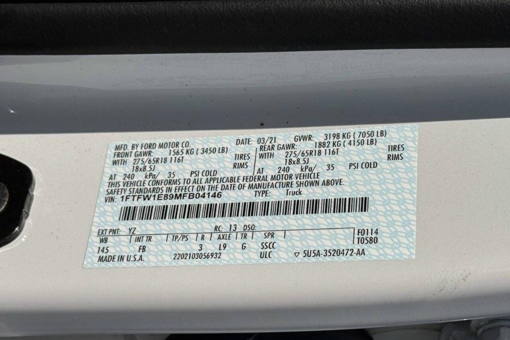 used 2021 Ford F-150 car, priced at $37,900