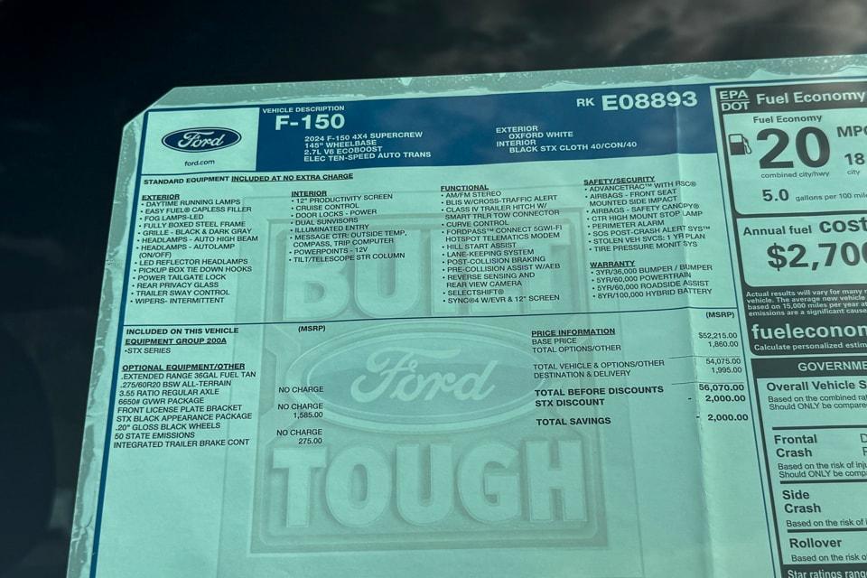 new 2024 Ford F-150 car, priced at $54,070