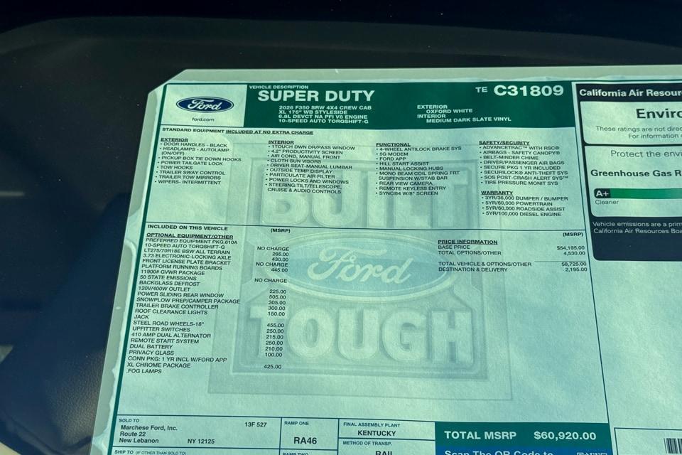 new 2026 Ford F-350 car, priced at $60,920