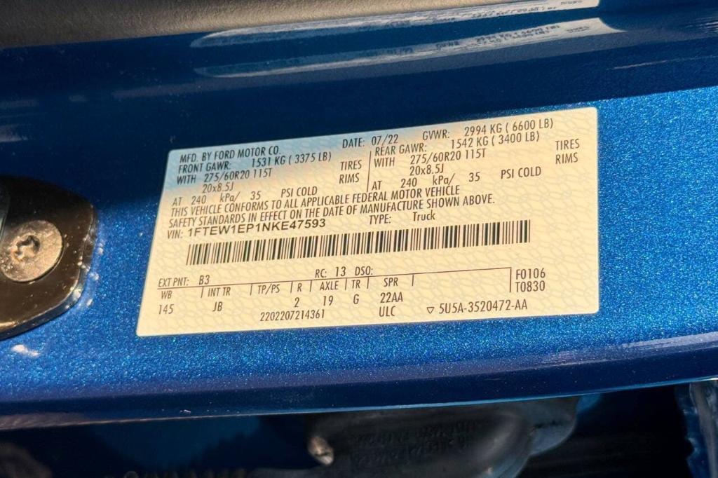 used 2022 Ford F-150 car, priced at $37,900
