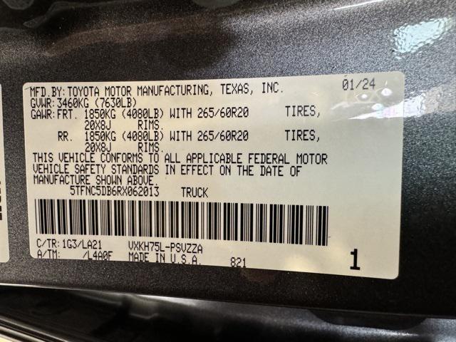 new 2024 Toyota Tundra Hybrid car, priced at $68,086