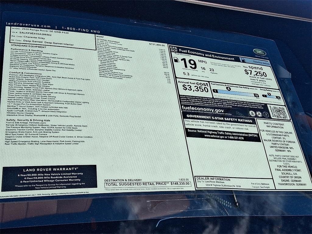 new 2025 Land Rover Range Rover car, priced at $148,330