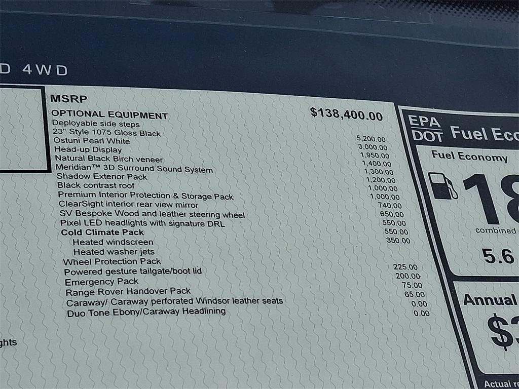 new 2025 Land Rover Range Rover car, priced at $159,480