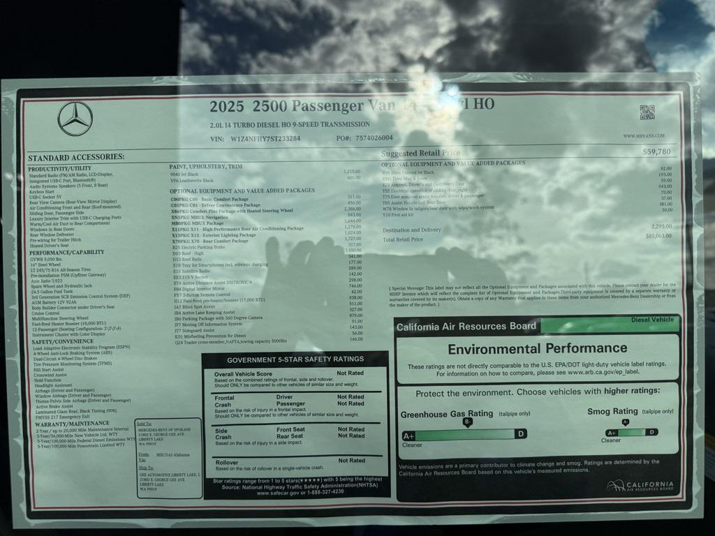 new 2025 Mercedes-Benz Sprinter 2500 car, priced at $85,063