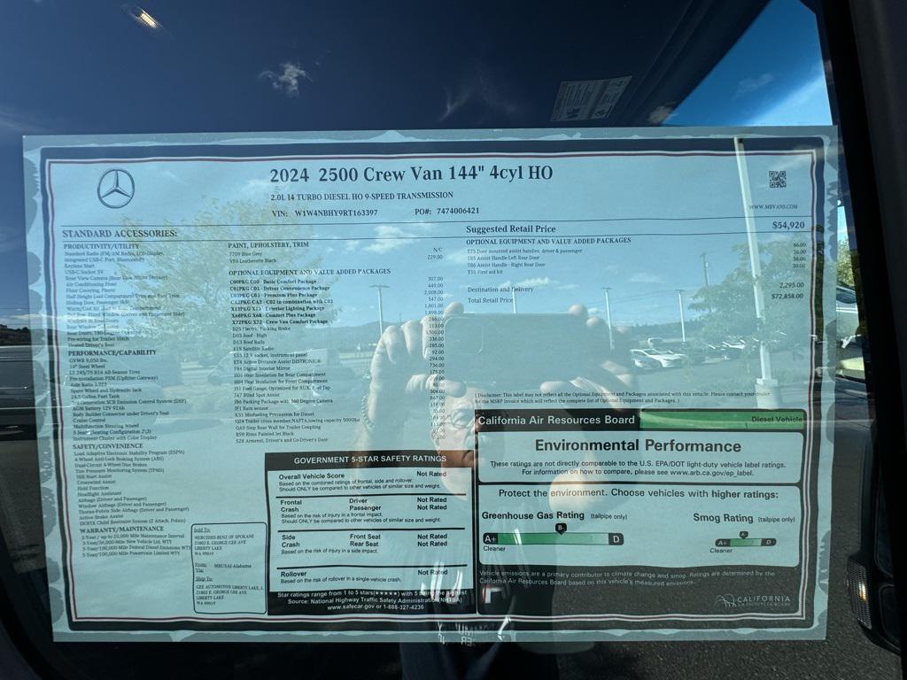 used 2024 Mercedes-Benz Sprinter 2500 car, priced at $54,997