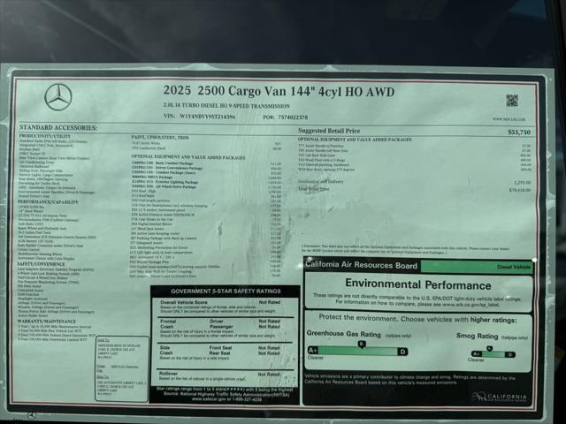 new 2025 Mercedes-Benz Sprinter 2500 car, priced at $78,418