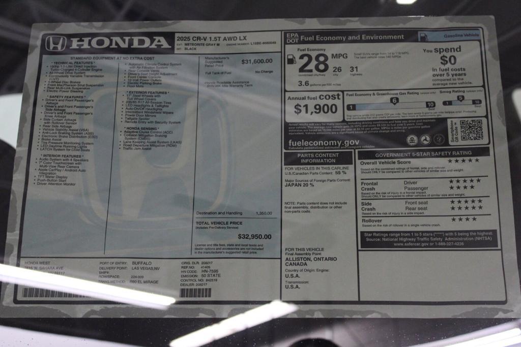 new 2025 Honda CR-V car, priced at $31,775