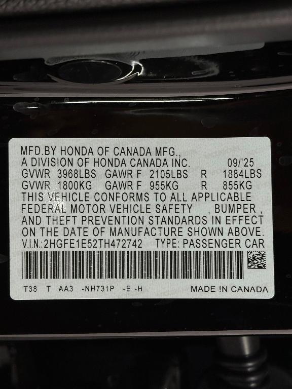 new 2026 Honda Civic Si car, priced at $32,190