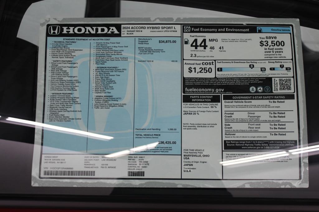 new 2025 Honda Accord Hybrid car, priced at $35,285