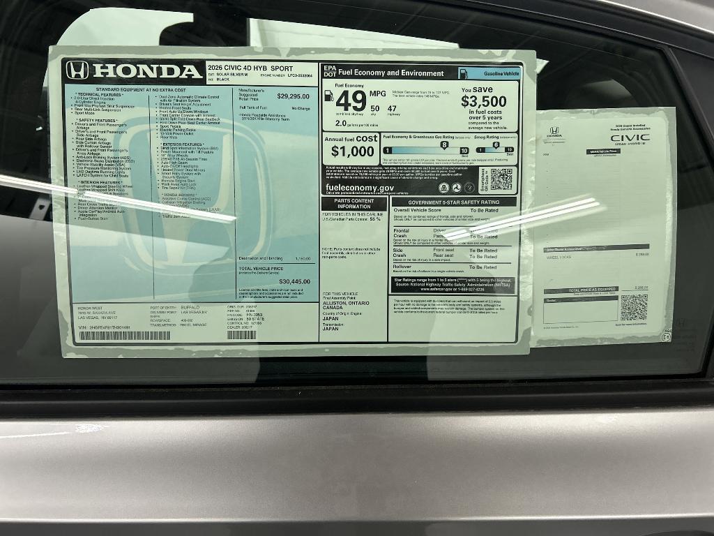 new 2026 Honda Civic Hybrid car, priced at $30,445