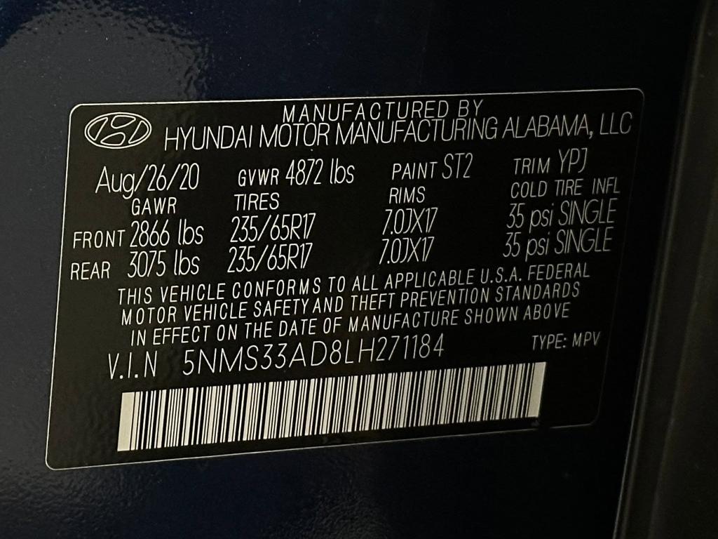 used 2020 Hyundai Santa Fe car, priced at $18,998