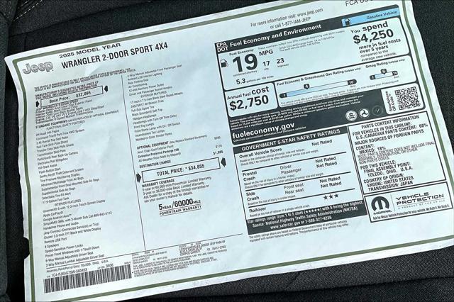 new 2025 Jeep Wrangler car, priced at $30,908