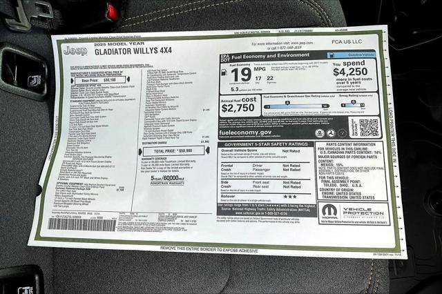 new 2025 Jeep Gladiator car, priced at $47,077