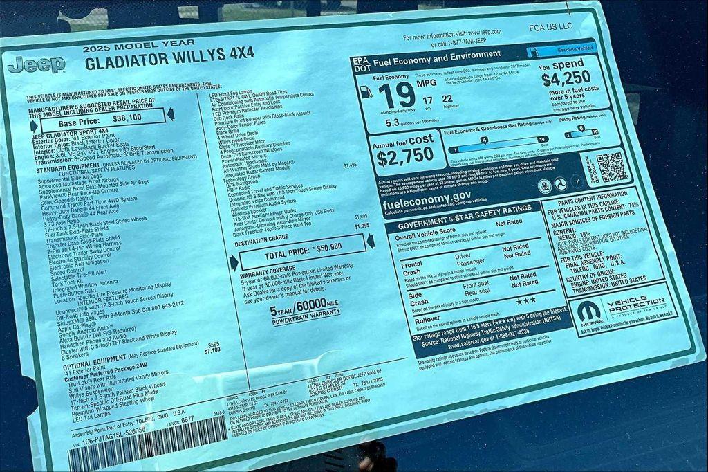 new 2025 Jeep Gladiator car, priced at $46,051