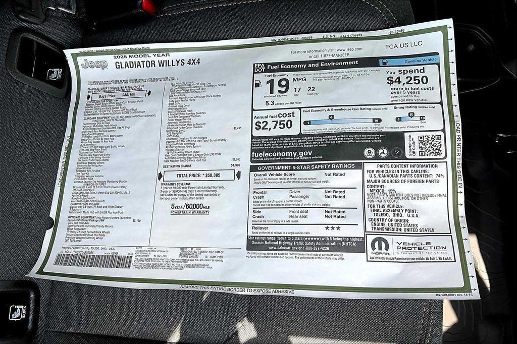 new 2025 Jeep Gladiator car, priced at $46,257