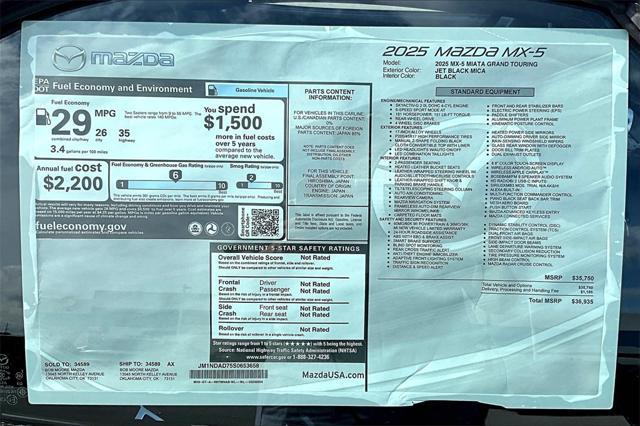 new 2025 Mazda MX-5 Miata car, priced at $36,235