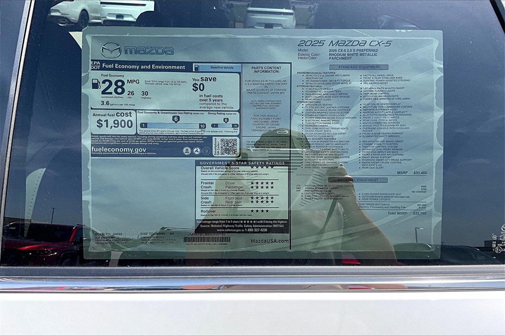 new 2025 Mazda CX-5 car, priced at $32,765