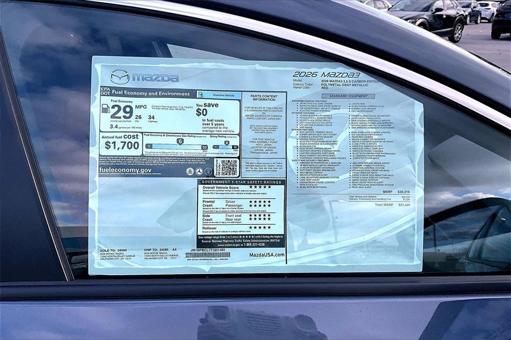 new 2026 Mazda Mazda3 car, priced at $29,190