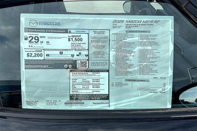 new 2025 Mazda MX-5 Miata RF car, priced at $39,140