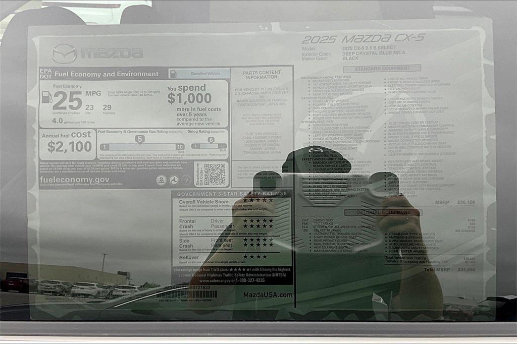 new 2025 Mazda CX-5 car, priced at $30,760