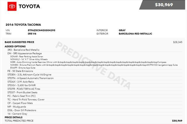 used 2016 Toyota Tacoma car, priced at $22,424
