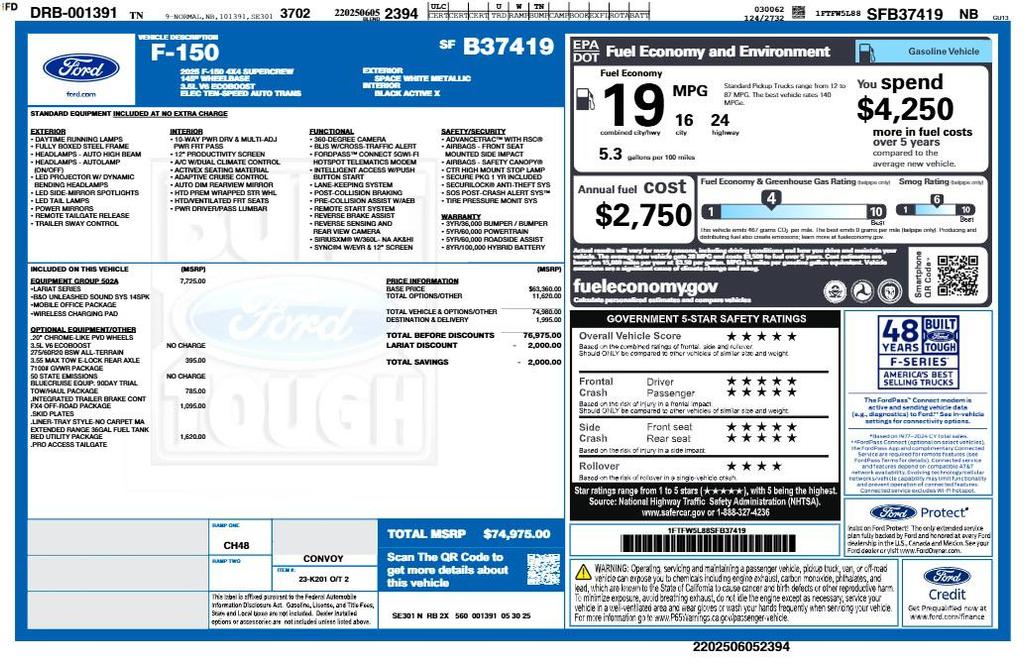 new 2025 Ford F-150 car, priced at $62,986