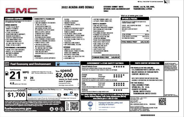 used 2022 GMC Acadia car, priced at $31,986