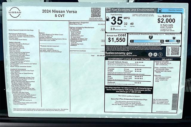 new 2024 Nissan Versa car, priced at $21,560