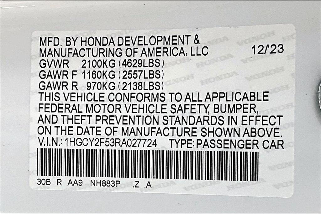 new 2024 Honda Accord Hybrid car, priced at $32,100