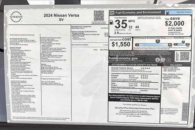 new 2024 Nissan Versa car, priced at $21,770