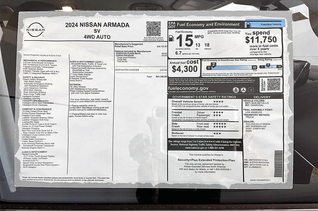 new 2024 Nissan Armada car, priced at $58,534