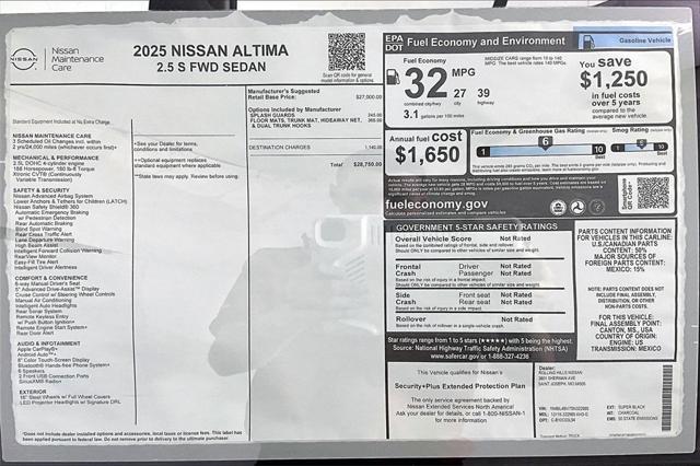 new 2025 Nissan Altima car, priced at $28,750