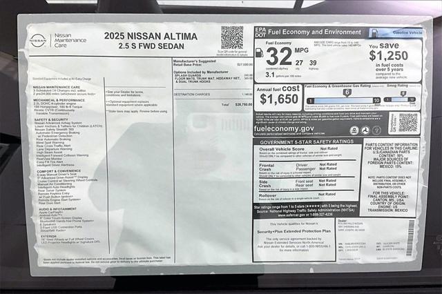 new 2025 Nissan Altima car, priced at $26,750