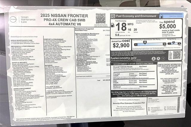 new 2025 Nissan Frontier car, priced at $46,550