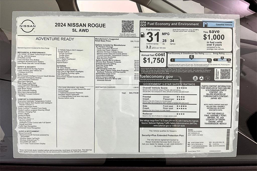 new 2024 Nissan Rogue car, priced at $40,918
