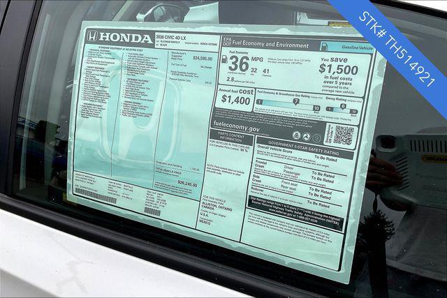 new 2026 Honda Civic car, priced at $25,500