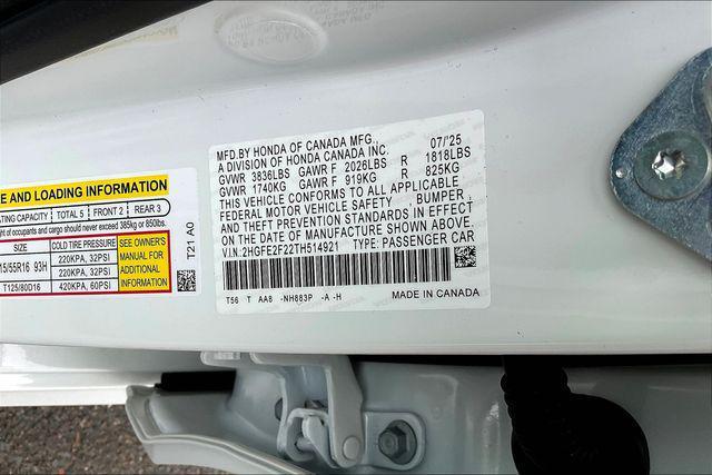 new 2026 Honda Civic car, priced at $25,500