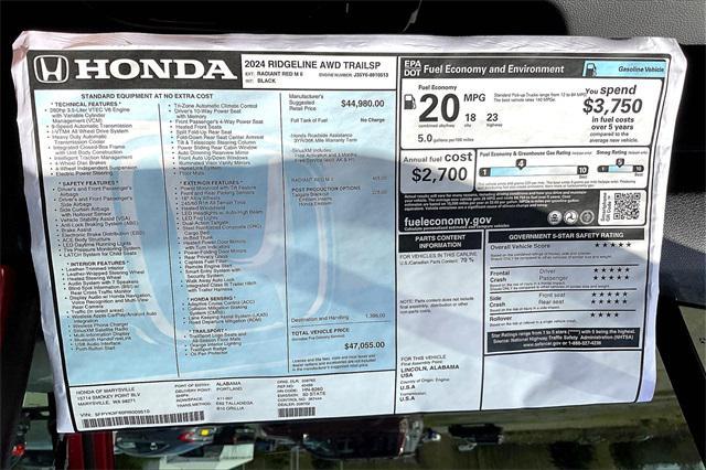 new 2024 Honda Ridgeline car, priced at $44,166