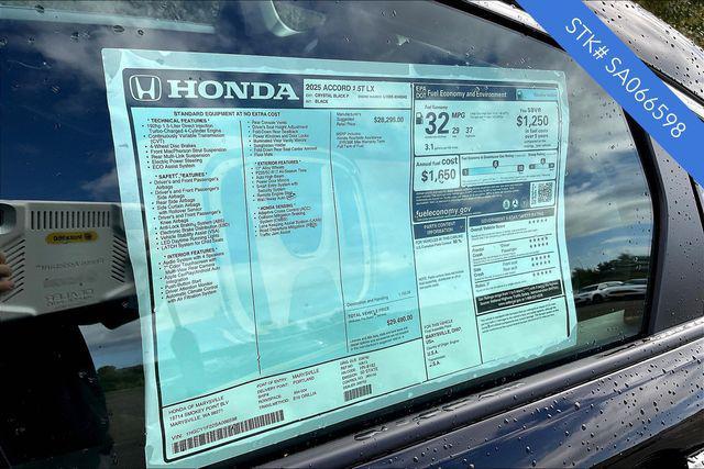 new 2025 Honda Accord car, priced at $28,987