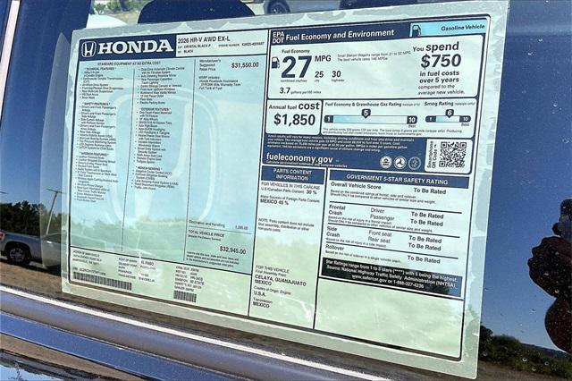 new 2026 Honda HR-V car, priced at $32,945